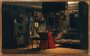La princesa Matilde (1820-1904) en su estudio, rue de Courcelles, hacia 1860 (óleo sobre lienzo) de Charles Giraud