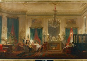 El salón de la princesa Matilde, hija del rey Jerónimo y de la reina Catalina de Wurtemberg, en la calle Courcelle de París ... (óleo sobre lienzo) de Charles Giraud