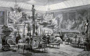 Jardín de invierno de la Princesa Matilde, dibujo a gouache y tinta de Charles Giraud