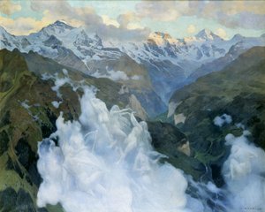 Nubes en el Valle de Lauterbrunnen, 1901 de Charles Giron