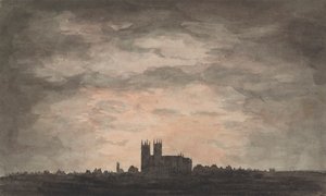 Una gran iglesia (Abadía de Westminster) al atardecer de Charles Gore