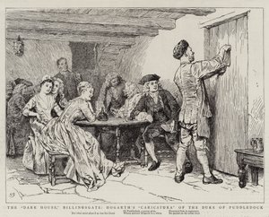 La Casa Oscura, Billingsgate, Caricatura de Hogarth del Duque de Puddledock de Charles Green