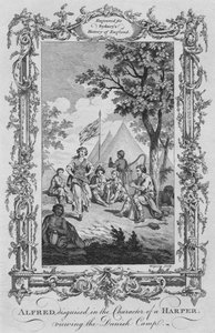 Alfredo, disfrazado de Arpista, observando el Campamento Danés, 1773 de Charles Grignion