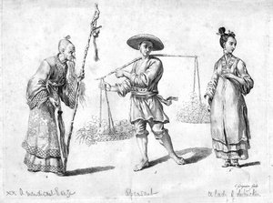 Tres figuras chinas, siglo XVIII