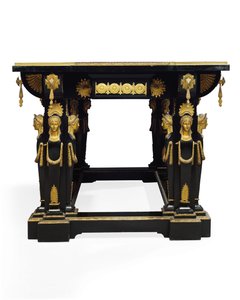 Mesa de Napoleón III, diseñada por Jean Brandely, marquetería de E. Varlot, París, c.1850-75 de Charles Guillaume Diehl