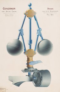 Regulador para máquina de vapor - Vista en ángulo de Charles Gustav Louis Phillips