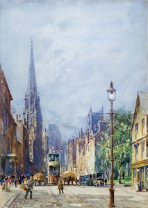 The Nethergate, Dundee mirando al oeste, c.1917 (acuarela) de Charles Gustav Louis Phillips