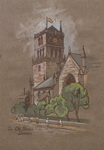 The Old Steeple, Dundee (impresión coloreada a mano) de Charles Gustav Louis Phillips