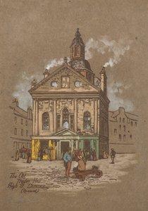 The Old Trades Hall, High Street, Dundee (impresión coloreada a mano) de Charles Gustav Louis Phillips