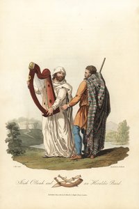 Ollamh irlandés y un bardo heráldico, época prerromana. ,1821 (grabado)