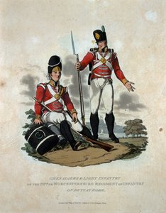 Granaderos e infantería ligera del 29º o, Regimiento de Infantería de Worcestershire en servicio en casa, de 