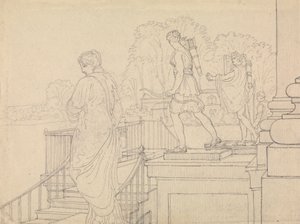 Porche con estatuaria, Easton Neston, Northants de Charles Hamilton Smith
