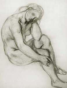 Estudio de una mujer desnuda sentada