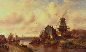 Un pueblo ribereño holandés de Charles Henri Joseph Leickert