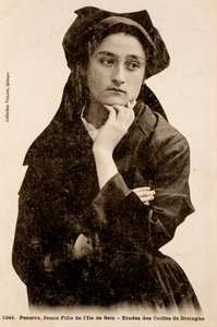 Niña de la isla de Sein, Finisterre, Bretaña, Francia de Augustus Kollner