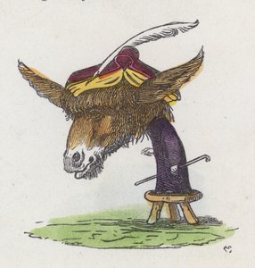 Burro de pie sobre un taburete (grabado coloreado) de Charles Henry (after) Bennett