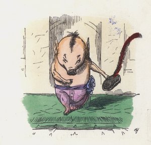 El pequeño cerdito (grabado coloreado)