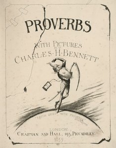 Ilustración de la portada de Proverbios con imágenes de Charles H Bennett (grabado)