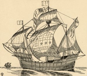 Un barco de la época de Cristóbal Colón, 1931 de Charles Henry Bourne Quennell
