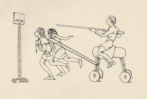 Niños jugando a montar en la quintana Romance de Alejandro, alrededor de 1340. Bodleian, 1931 de Charles Henry Bourne Quennell