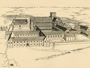 Exterior del Monasterio Benedictino, 1931 de Charles Henry Bourne Quennell