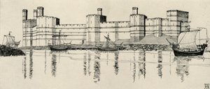 Exterior del Castillo de Caernarvon, Gales del Norte, 1931