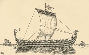 El barco normando basado en el Tapiz de Bayeux de Charles Henry Bourne Quennell