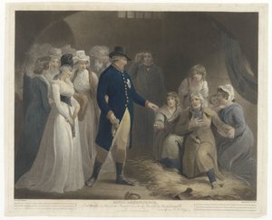 George III visita la prisión de Dorchester con su familia Beneficencia real (título sobre objeto) de Charles Howard Hodges