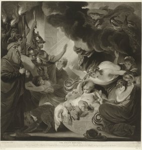 Hércules estrangula a las dos serpientes en su cuna