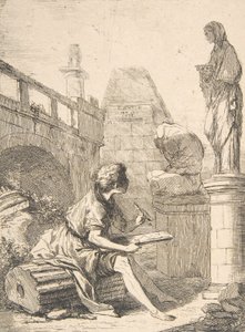 Niño Dibujando Ruinas, siglo XVIII de Charles Hutin