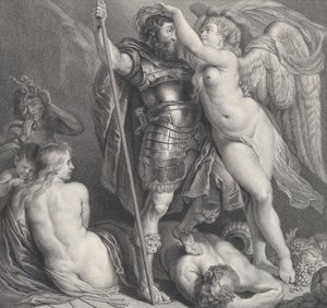 Héroe coronado por la Victoria, que coloca una corona de laurel en su cabeza, Venus y Cupido, ca. 1735-61