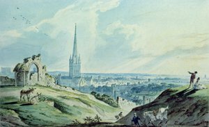 Una Vista de Norwich, desde Mouseshold Hill, cerca de las Ruinas del Castillo de Kett de Charles, II Catton