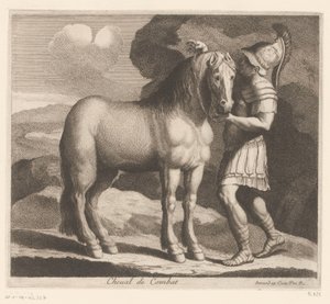 Soldado aprovecha un caballo Cheval de Combat (título sobre el objeto) Serie de animales (título de la serie)