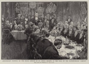 Festival de aniversario del Asilo Real de la Sociedad de Santa Ana, en el Salón de la Compañía de Tejedores de Charles J. Staniland