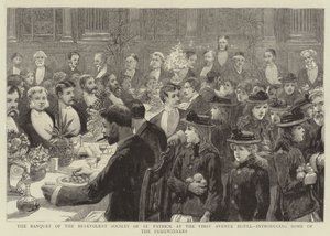 El Banquete de la Sociedad Benevolente de San Patricio en el Hotel First Avenue, presentando a algunos de los Ganadores de Premios de Charles J. Staniland
