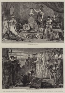 Los cuadros históricos y el baile de disfraces del Instituto Real de Pintores en Acuarelas de Charles J. Staniland
