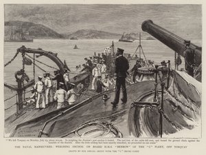 Las maniobras navales, levantando anclas a bordo del HMS Benbow de la flota C, frente a Torquay de Charles J. Staniland