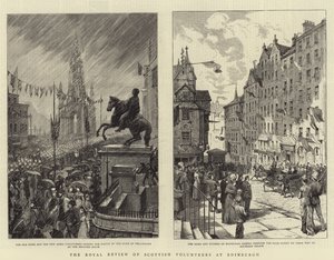La revisión real de los voluntarios escoceses en Edimburgo