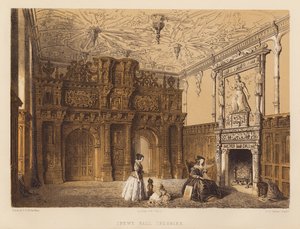 Crewe Hall, Cheshire (aguatinta) de Charles James Richardson