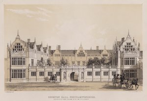 Rushton Hall, Northamptonshire, erigido por Sir Thomas Tresham, en la época de Isabel de Charles James Richardson