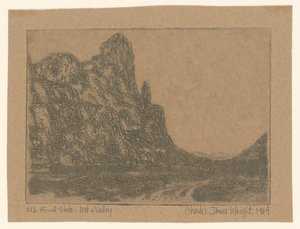 Paisaje con rocas escarpadas de Charles James Wright (signed by artist)