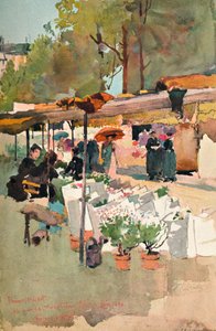 Mercado de flores París, 1890, 1897 de Charles John Watson