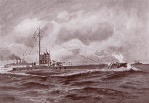 Un submarino en la superficie