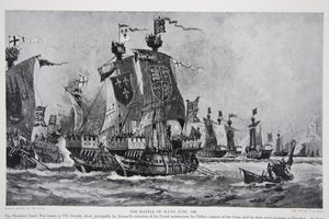 La Batalla de Sluys, 24 de junio de 1340, ilustración de 