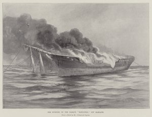 El incendio del bergantín Blengfell frente a Margate de Charles John de Lacy