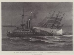 El Hundimiento de un Buque Mercante de Aparejo Completo de 1400 Toneladas por el HMS Sanspareil frente al Lizard de Charles John de Lacy