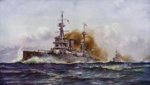 Un famoso crucero de batalla - HMS Invincible de Charles John de after Lacy