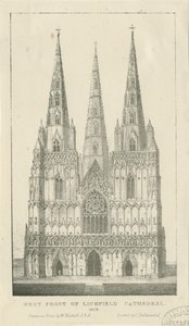 Catedral de Lichfield - Frente Oeste (grabado) de Charles Joseph Hullmandel