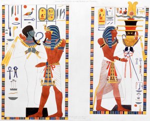 Dos murales de las tumbas de los Reyes de Tebas, descubiertos por G Belzoni, 1820-1822 de Charles Joseph Hullmandel