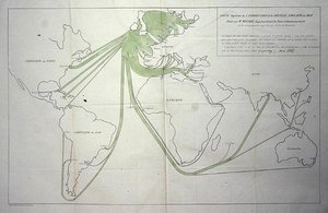 Mapa que muestra la exportación de carbón de las Islas Británicas en 1850 de Charles Joseph Minard